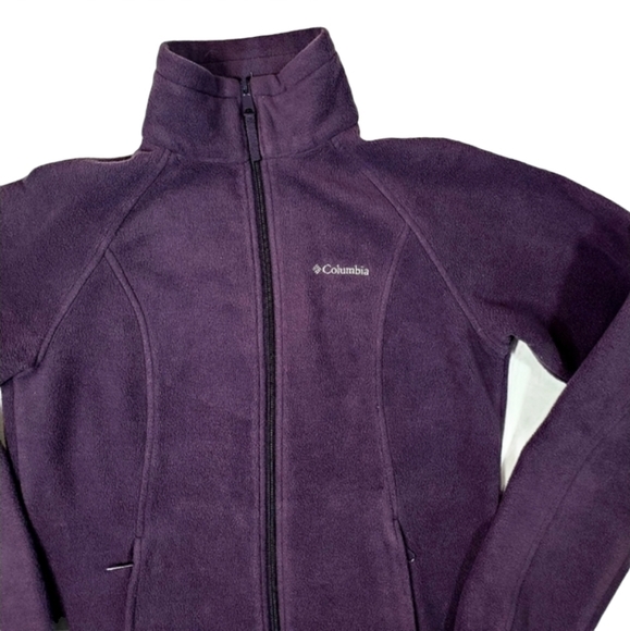 COLUMBIA DEEP PURPLE ZIP UP FLEECE - Picture 2 of 7